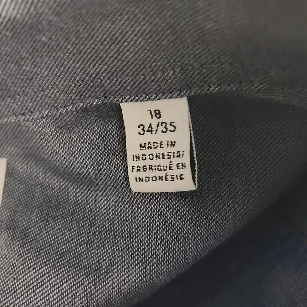 Calvin Klein Dress Shirt Mens 18 Collar Slim Fit Blue Contrast Collar - Picture 8 of 9